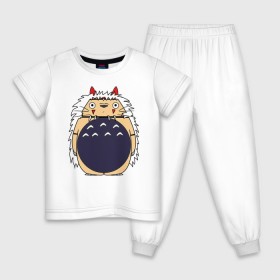 Детская пижама хлопок с принтом Тоторо, Принцесса Мононоке в Санкт-Петербурге, 100% хлопок |  брюки и футболка прямого кроя, без карманов, на брюках мягкая резинка на поясе и по низу штанин
 | 