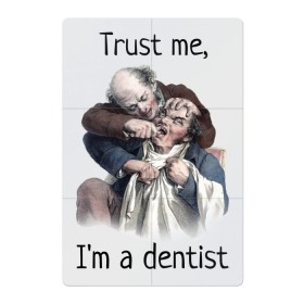 Магнитный плакат 2Х3 с принтом Trust me, Im a dentist в Санкт-Петербурге, Полимерный материал с магнитным слоем | 6 деталей размером 9*9 см | Тематика изображения на принте: trust me | бутылка | верь мне | винтаж | дантист | день зубного врача | день стоматолога | зуб | зубная фея | зубной врач | зубному | зубному врачу | кепка | кружка | лечение зу | ортодонту | пародонтологу