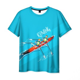 Мужская футболка 3D с принтом Rowers в Санкт-Петербурге, 100% полиэфир | прямой крой, круглый вырез горловины, длина до линии бедер | rowing | sport | байдарки | гребец | гребцы | лодки | лодочный спорт | спорт | спортсмен | спортсмены