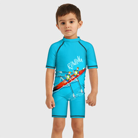 Детский купальный костюм 3D с принтом Rowers в Санкт-Петербурге, Полиэстер 85%, Спандекс 15% | застежка на молнии на спине | rowing | sport | байдарки | гребец | гребцы | лодки | лодочный спорт | спорт | спортсмен | спортсмены