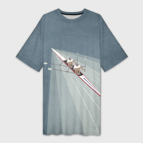 Платье-футболка 3D с принтом Академические гребцы в Санкт-Петербурге,  |  | rowing | sport | байдарки | гребец | гребцы | лодки | лодочный спорт | спорт | спортсмен | спортсмены