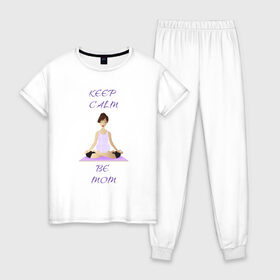 Женская пижама хлопок с принтом Будущая мама в Санкт-Петербурге, 100% хлопок | брюки и футболка прямого кроя, без карманов, на брюках мягкая резинка на поясе и по низу штанин | 