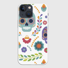 Чехол для iPhone 13 mini с принтом Мексиканские мотивы в Санкт-Петербурге,  |  | день мёртвых. череп | мексика | мексиканский | мексиканское | цветок | цветы | черепа