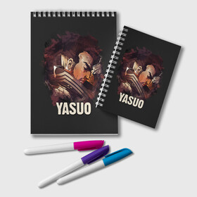 Блокнот с принтом Yasuo в Санкт-Петербурге, 100% бумага | 48 листов, плотность листов — 60 г/м2, плотность картонной обложки — 250 г/м2. Листы скреплены удобной пружинной спиралью. Цвет линий — светло-серый
 | Тематика изображения на принте: jinx | kda | league | lol | moba | pentakill | riot | rise | rus | skins | варвик | варус | воин | легенд | лига | лол | маг | стрелок | танк | чемпион