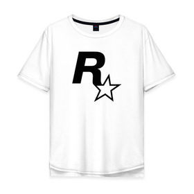 Мужская футболка хлопок Oversize с принтом ROCKSTAR GAMES в Санкт-Петербурге, 100% хлопок | свободный крой, круглый ворот, “спинка” длиннее передней части | 