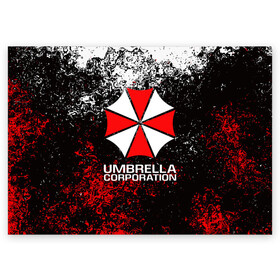 Поздравительная открытка с принтом UMBRELLA CORP в Санкт-Петербурге, 100% бумага | плотность бумаги 280 г/м2, матовая, на обратной стороне линовка и место для марки
 | ada wong | biohazard | leon | nemesis | project resistance | raccoon city | re2 | resident evil 2 | rpd | stars | umbrella | ада вонг | амбрелла | немесис | ужасы