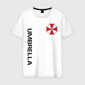 Мужская футболка хлопок с принтом UMBRELLA CORP(+спина) в Санкт-Петербурге, 100% хлопок | прямой крой, круглый вырез горловины, длина до линии бедер, слегка спущенное плечо. | Тематика изображения на принте: ada wong | biohazard | leon | nemesis | project resistance | raccoon city | re2 | resident evil 2 | rpd | stars | umbrella | ада вонг | амбрелла | немесис | ужасы