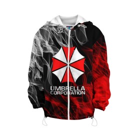 Детская куртка 3D с принтом UMBRELLA CORP в Санкт-Петербурге, 100% полиэстер | застежка — молния, подол и капюшон оформлены резинкой с фиксаторами, по бокам — два кармана без застежек, один потайной карман на груди, плотность верхнего слоя — 90 г/м2; плотность флисового подклада — 260 г/м2 | ada wong | biohazard | leon | nemesis | project resistance | raccoon city | re2 | resident evil 2 | rpd | stars | umbrella | ада вонг | амбрелла | немесис | ужасы