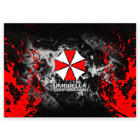 Поздравительная открытка с принтом UMBRELLA CORP | АМБРЕЛЛА КОРП в Санкт-Петербурге, 100% бумага | плотность бумаги 280 г/м2, матовая, на обратной стороне линовка и место для марки
 | ada wong | biohazard | leon | nemesis | project resistance | raccoon city | re2 | resident evil 2 | rpd | stars | umbrella | ада вонг | амбрелла | немесис | ужасы