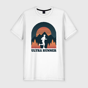 Мужская футболка хлопок Slim с принтом Бег в Санкт-Петербурге, 92% хлопок, 8% лайкра | приталенный силуэт, круглый вырез ворота, длина до линии бедра, короткий рукав | forest | run | runner | sunset | бег | для бега | марафон | спорт | фитнес