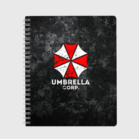 Тетрадь с принтом UMBRELLA CORP в Санкт-Петербурге, 100% бумага | 48 листов, плотность листов — 60 г/м2, плотность картонной обложки — 250 г/м2. Листы скреплены сбоку удобной пружинной спиралью. Уголки страниц и обложки скругленные. Цвет линий — светло-серый
 | ada wong | biohazard | leon | nemesis | project resistance | raccoon city | re2 | resident evil 2 | rpd | stars | umbrella | ада вонг | амбрелла | немесис | ужасы