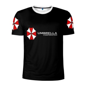 Мужская футболка 3D спортивная с принтом Umbrella Corporation в Санкт-Петербурге, 100% полиэстер с улучшенными характеристиками | приталенный силуэт, круглая горловина, широкие плечи, сужается к линии бедра | апокалипсис | зла | зомби | обитель | твирус