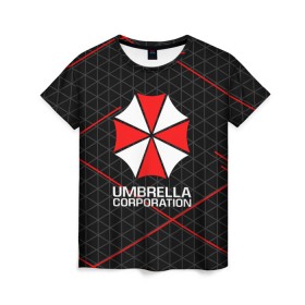 Женская футболка 3D с принтом UMBRELLA CORP в Санкт-Петербурге, 100% полиэфир ( синтетическое хлопкоподобное полотно) | прямой крой, круглый вырез горловины, длина до линии бедер | ada wong | biohazard | leon | nemesis | project resistance | raccoon city | re2 | resident evil 2 | rpd | stars | umbrella | ада вонг | амбрелла | немесис | ужасы