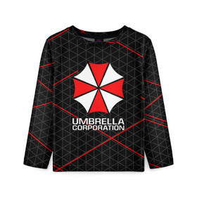 Детский лонгслив 3D с принтом UMBRELLA CORP в Санкт-Петербурге, 100% полиэстер | длинные рукава, круглый вырез горловины, полуприлегающий силуэт
 | ada wong | biohazard | leon | nemesis | project resistance | raccoon city | re2 | resident evil 2 | rpd | stars | umbrella | ада вонг | амбрелла | немесис | ужасы