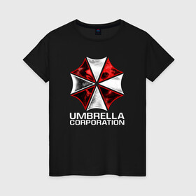 Женская футболка хлопок с принтом UMBRELLA CORP в Санкт-Петербурге, 100% хлопок | прямой крой, круглый вырез горловины, длина до линии бедер, слегка спущенное плечо | ada wong | biohazard | leon | nemesis | project resistance | raccoon city | re2 | resident evil 2 | rpd | stars | umbrella | ада вонг | амбрелла | немесис | ужасы