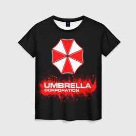 Женская футболка 3D с принтом Umbrella Corporation в Санкт-Петербурге, 100% полиэфир ( синтетическое хлопкоподобное полотно) | прямой крой, круглый вырез горловины, длина до линии бедер | corporation | umbrella | umbrella corporation | амбрела | амбрелла корпорейшн | военная корпорация | корпорация | фармацевтическая корпорация