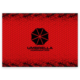 Поздравительная открытка с принтом Umbrella Corporation в Санкт-Петербурге, 100% бумага | плотность бумаги 280 г/м2, матовая, на обратной стороне линовка и место для марки
 | corporation | umbrella | umbrella corporation | амбрела | амбрелла корпорейшн | военная корпорация | корпорация | фармацевтическая корпорация