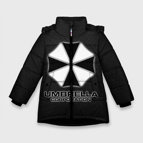 Зимняя куртка для девочек 3D с принтом Umbrella Corporation в Санкт-Петербурге, ткань верха — 100% полиэстер; подклад — 100% полиэстер, утеплитель — 100% полиэстер. | длина ниже бедра, удлиненная спинка, воротник стойка и отстегивающийся капюшон. Есть боковые карманы с листочкой на кнопках, утяжки по низу изделия и внутренний карман на молнии. 

Предусмотрены светоотражающий принт на спинке, радужный светоотражающий элемент на пуллере молнии и на резинке для утяжки. | corporation | umbrella | umbrella corporation | амбрела | амбрелла корпорейшн | военная корпорация | корпорация | фармацевтическая корпорация