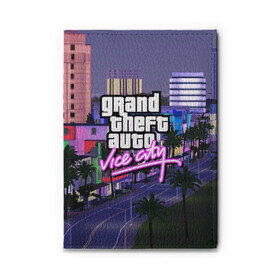 Обложка для автодокументов с принтом Grand Theft Auto Vice City в Санкт-Петербурге, натуральная кожа |  размер 19,9*13 см; внутри 4 больших “конверта” для документов и один маленький отдел — туда идеально встанут права | grand theft auto 2 | grand theft auto 3 | grand theft auto v | grand theft auto: san andreas | grand theft auto: vice city | gta 1 | gta 2 | gta 3 | gta 4 | gta 5 | gta online | gta v | город | игры