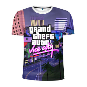 Мужская футболка 3D спортивная с принтом Grand Theft Auto Vice City в Санкт-Петербурге, 100% полиэстер с улучшенными характеристиками | приталенный силуэт, круглая горловина, широкие плечи, сужается к линии бедра | grand theft auto 2 | grand theft auto 3 | grand theft auto v | grand theft auto: san andreas | grand theft auto: vice city | gta 1 | gta 2 | gta 3 | gta 4 | gta 5 | gta online | gta v | город | игры