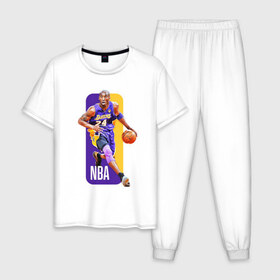 Мужская пижама хлопок с принтом NBA (Kobe Bryant) в Санкт-Петербурге, 100% хлопок | брюки и футболка прямого кроя, без карманов, на брюках мягкая резинка на поясе и по низу штанин
 | Тематика изображения на принте: 08 | 24 | 8 | angeles | basketball | bryant | gigi | goat | kobe | lakers | legend | logo | los | mamba | nba | rip | sport | баскетбол | брайант | коби | легенда | мамба | спорт