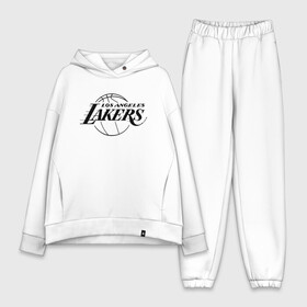 Женский костюм хлопок Oversize с принтом LA LAKERS в Санкт-Петербурге,  |  | america | basketball | kobe bryant | la | la lakers | lakers | los angeles lakers | nba | usa | баскетбол | кобе брайант | лос анджелес лейкерс | нба | сша