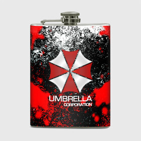 Фляга с принтом UMBRELLA CORP в Санкт-Петербурге, металлический корпус | емкость 0,22 л, размер 125 х 94 мм. Виниловая наклейка запечатывается полностью | Тематика изображения на принте: biohazard | biohazard 7 | crocodile | fang | game | hand | monster | new umbrella | resident evil | resident evil 7 | umbrella | umbrella corp | umbrella corporation | zombie | обитель