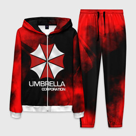 Мужской костюм 3D с принтом UMBRELLA CORP в Санкт-Петербурге, 100% полиэстер | Манжеты и пояс оформлены тканевой резинкой, двухслойный капюшон со шнурком для регулировки, карманы спереди | biohazard | biohazard 7 | crocodile | fang | game | hand | monster | new umbrella | resident evil | resident evil 7 | umbrella | umbrella corp | umbrella corporation | zombie | обитель
