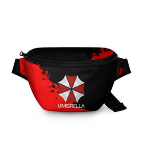 Поясная сумка 3D с принтом UMBRELLA CORP в Санкт-Петербурге, 100% полиэстер | плотная ткань, ремень с регулируемой длиной, внутри несколько карманов для мелочей, основное отделение и карман с обратной стороны сумки застегиваются на молнию | biohazard | biohazard 7 | crocodile | fang | game | hand | monster | new umbrella | resident evil | resident evil 7 | umbrella | umbrella corp | umbrella corporation | zombie | обитель