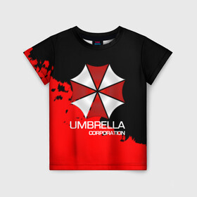 Детская футболка 3D с принтом UMBRELLA CORP в Санкт-Петербурге, 100% гипоаллергенный полиэфир | прямой крой, круглый вырез горловины, длина до линии бедер, чуть спущенное плечо, ткань немного тянется | biohazard | biohazard 7 | crocodile | fang | game | hand | monster | new umbrella | resident evil | resident evil 7 | umbrella | umbrella corp | umbrella corporation | zombie | обитель