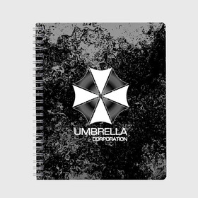 Тетрадь с принтом UMBRELLA CORP в Санкт-Петербурге, 100% бумага | 48 листов, плотность листов — 60 г/м2, плотность картонной обложки — 250 г/м2. Листы скреплены сбоку удобной пружинной спиралью. Уголки страниц и обложки скругленные. Цвет линий — светло-серый
 | biohazard | biohazard 7 | crocodile | fang | game | hand | monster | new umbrella | resident evil | resident evil 7 | umbrella | umbrella corp | umbrella corporation | zombie | обитель