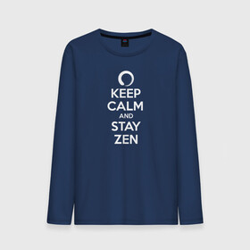 Мужской лонгслив хлопок с принтом Keep calm & stay Zen в Санкт-Петербурге, 100% хлопок |  | aum | zen | будда | буддизм | дзен | мантра | ом | религия
