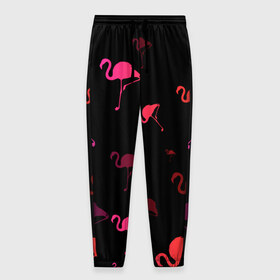 Мужские брюки 3D с принтом Фламинго в Санкт-Петербурге, 100% полиэстер | манжеты по низу, эластичный пояс регулируется шнурком, по бокам два кармана без застежек, внутренняя часть кармана из мелкой сетки | минимализм | прикольные картинки | прикольные надписи | розовый фламинго | фламинго