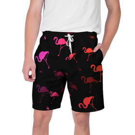 Мужские шорты 3D с принтом Фламинго в Санкт-Петербурге,  полиэстер 100% | прямой крой, два кармана без застежек по бокам. Мягкая трикотажная резинка на поясе, внутри которой широкие завязки. Длина чуть выше колен | минимализм | прикольные картинки | прикольные надписи | розовый фламинго | фламинго