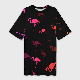 Платье-футболка 3D с принтом Фламинго в Санкт-Петербурге,  |  | минимализм | прикольные картинки | прикольные надписи | розовый фламинго | фламинго