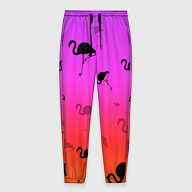Мужские брюки 3D с принтом Фламинго в Санкт-Петербурге, 100% полиэстер | манжеты по низу, эластичный пояс регулируется шнурком, по бокам два кармана без застежек, внутренняя часть кармана из мелкой сетки | минимализм | прикольные картинки | прикольные надписи | розовый фламинго | фламинго