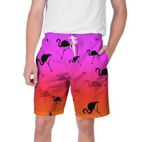 Мужские шорты 3D с принтом Фламинго в Санкт-Петербурге,  полиэстер 100% | прямой крой, два кармана без застежек по бокам. Мягкая трикотажная резинка на поясе, внутри которой широкие завязки. Длина чуть выше колен | минимализм | прикольные картинки | прикольные надписи | розовый фламинго | фламинго