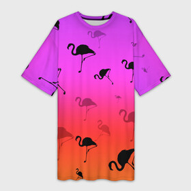 Платье-футболка 3D с принтом Фламинго в Санкт-Петербурге,  |  | минимализм | прикольные картинки | прикольные надписи | розовый фламинго | фламинго