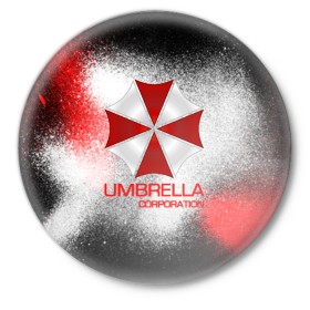 Значок с принтом UMBRELLA CORP в Санкт-Петербурге,  металл | круглая форма, металлическая застежка в виде булавки | biohazard | biohazard 7 | crocodile | fang | game | hand | monster | new umbrella | resident evil | resident evil 7 | umbrella | umbrella corp | umbrella corporation | zombie | обитель