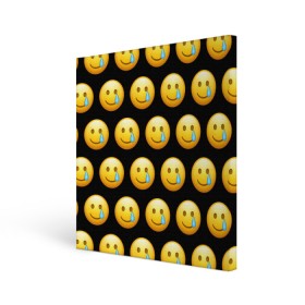 Холст квадратный с принтом New Emoji в Санкт-Петербурге, 100% ПВХ |  | Тематика изображения на принте: crying | emoji | smile | smiling face with tear | tear | плачущий | слеза | смайлик | улыбка | эмодзи