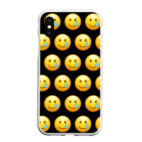 Чехол для iPhone XS Max матовый с принтом New Emoji в Санкт-Петербурге, Силикон | Область печати: задняя сторона чехла, без боковых панелей | crying | emoji | smile | smiling face with tear | tear | плачущий | слеза | смайлик | улыбка | эмодзи