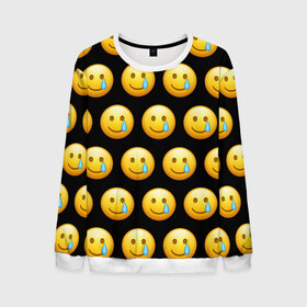 Мужской свитшот 3D с принтом New Emoji в Санкт-Петербурге, 100% полиэстер с мягким внутренним слоем | круглый вырез горловины, мягкая резинка на манжетах и поясе, свободная посадка по фигуре | crying | emoji | smile | smiling face with tear | tear | плачущий | слеза | смайлик | улыбка | эмодзи