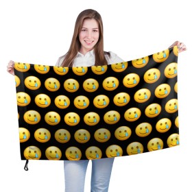 Флаг 3D с принтом New Emoji в Санкт-Петербурге, 100% полиэстер | плотность ткани — 95 г/м2, размер — 67 х 109 см. Принт наносится с одной стороны | crying | emoji | smile | smiling face with tear | tear | плачущий | слеза | смайлик | улыбка | эмодзи