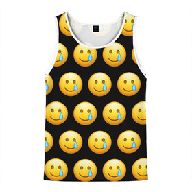 Мужская майка 3D с принтом New Emoji в Санкт-Петербурге, 100% полиэстер | круглая горловина, приталенный силуэт, длина до линии бедра. Пройма и горловина окантованы тонкой бейкой | crying | emoji | smile | smiling face with tear | tear | плачущий | слеза | смайлик | улыбка | эмодзи
