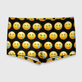 Мужские купальные плавки 3D с принтом New Emoji в Санкт-Петербурге, Полиэстер 85%, Спандекс 15% |  | crying | emoji | smile | smiling face with tear | tear | плачущий | слеза | смайлик | улыбка | эмодзи