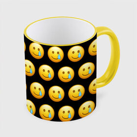 Кружка с полной запечаткой с принтом New Emoji в Санкт-Петербурге, керамика | ёмкость 330 мл | crying | emoji | smile | smiling face with tear | tear | плачущий | слеза | смайлик | улыбка | эмодзи