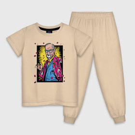 Детская пижама хлопок с принтом Зигмунд Фрейд в Санкт-Петербурге, 100% хлопок |  брюки и футболка прямого кроя, без карманов, на брюках мягкая резинка на поясе и по низу штанин
 | freud | sigmund | зигмунд | психолог | психология | фрейд