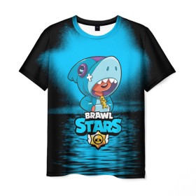 Мужская футболка 3D с принтом Brawl stars leon shark в Санкт-Петербурге, 100% полиэфир | прямой крой, круглый вырез горловины, длина до линии бедер | bea | bib | brawl stars | crow | el brown | leon | max | nita | sally leon | shark | акула | биа | биби | бравл старс | ворон | игра | леон | макс | нита | оборотень | салли леон | сэлли леон | шарк | эл браун