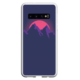 Чехол для Samsung Galaxy S10 с принтом Mountain sunset в Санкт-Петербурге, Силикон | Область печати: задняя сторона чехла, без боковых панелей | mountain | sunset. purple. фиолетовый | vector | арт | вектор | горы | закат | принт | природа