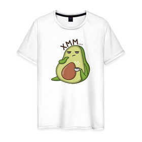 Мужская футболка хлопок с принтом Авокадо в Санкт-Петербурге, 100% хлопок | прямой крой, круглый вырез горловины, длина до линии бедер, слегка спущенное плечо. | авокадо | веган | еда блогеров | мемы | минимализм | прикольные картинки | прикольные надписи | растение | смешное авокадо | фрукт